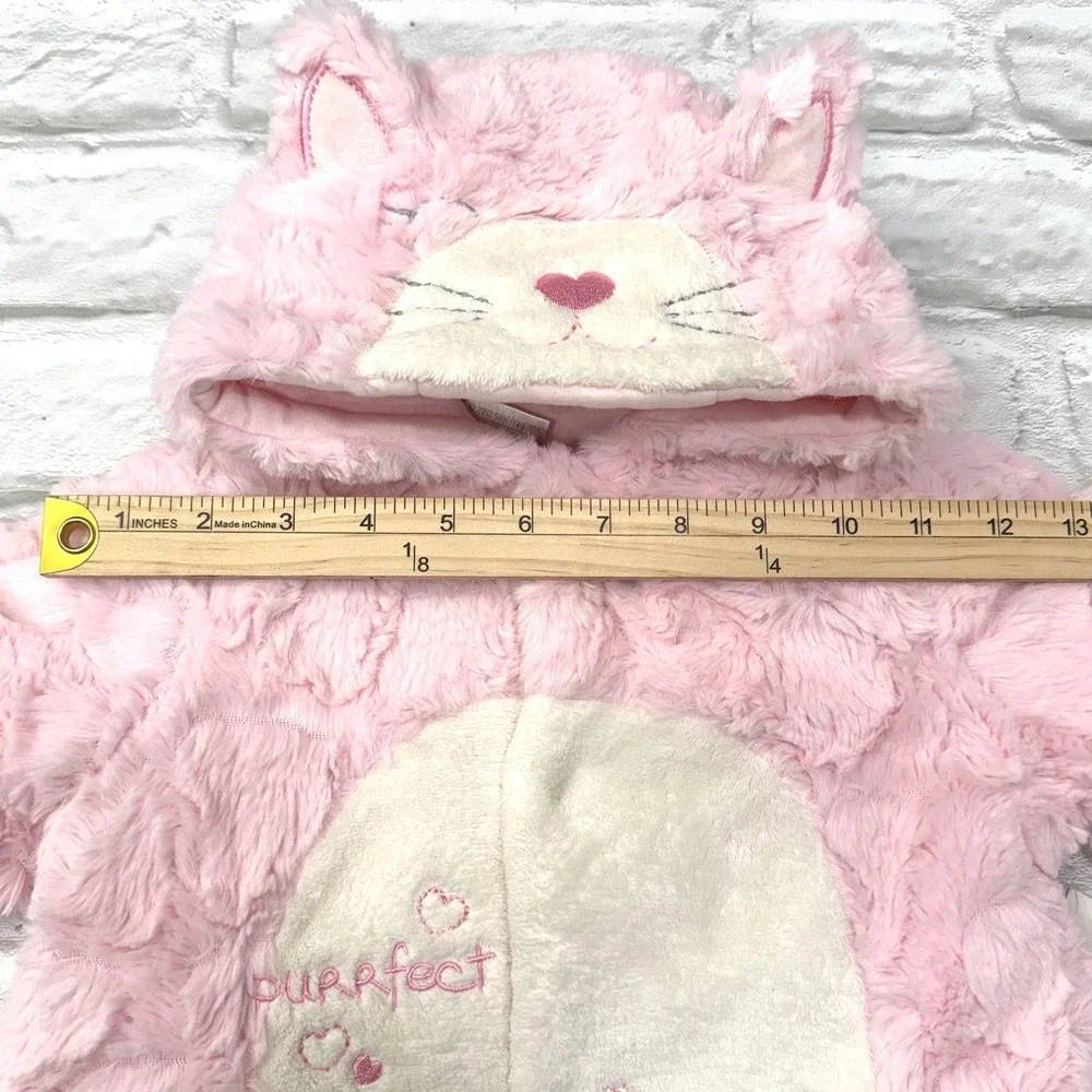 Infant Baby Girls Winter Jumpsuit 6M Pink‎ Fur Hooded Outfit Kitten Warm Fuzzy